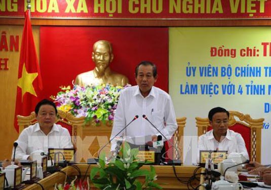 Phó Thủ tướng Chính phủ Trương Hòa Bình phát biểu tại buổi làm việc. Ảnh: Hoàng Ngà – TTXVN 