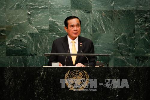Thủ tướng Thái Lan Prayut Chan-ocha tại Khóa họp 71 Đại hội đồng Liên hợp quốc ở New York, Mỹ ngày 22/9. Ảnh: THX/TTXVN